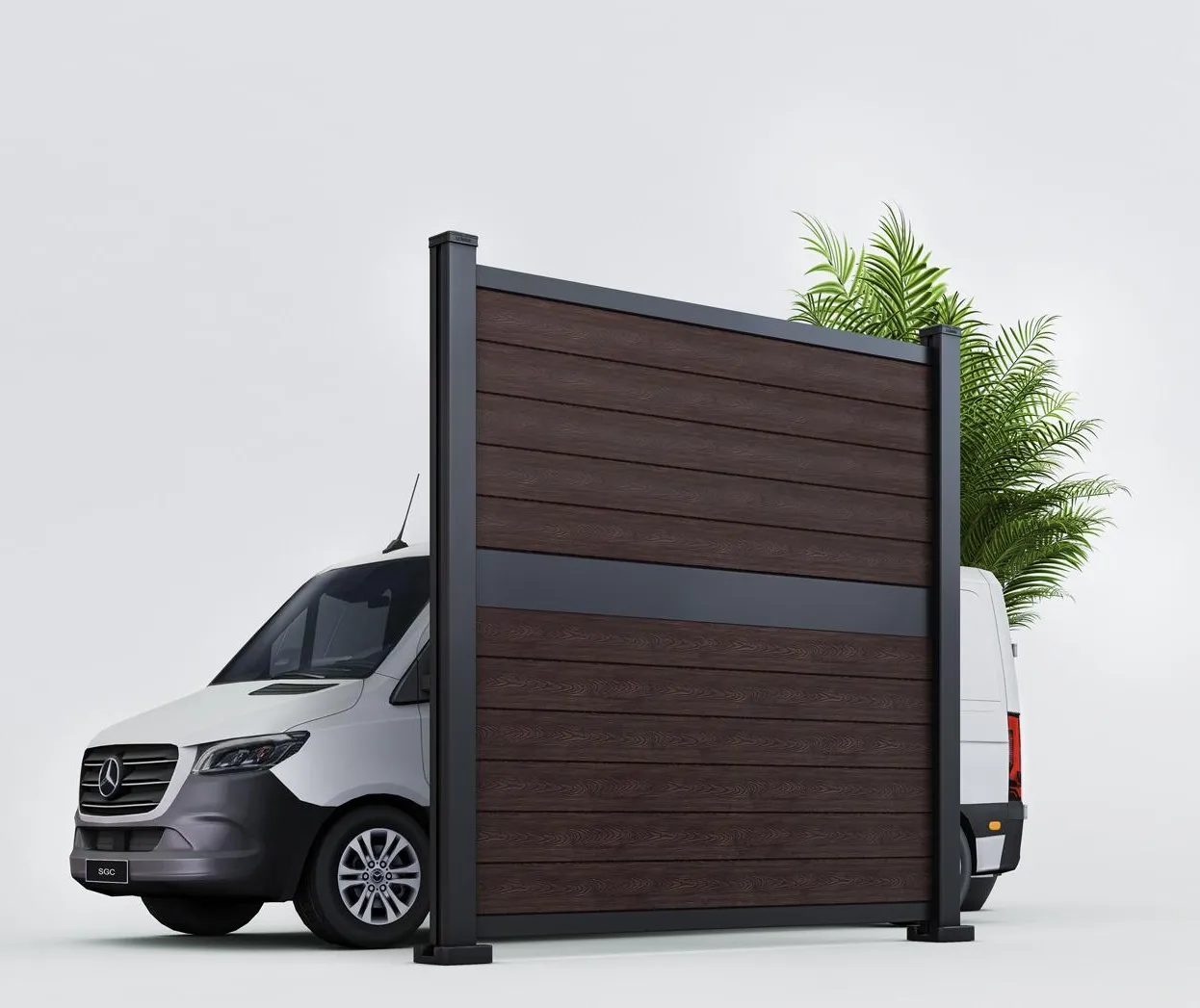 High-security 15-foot EZfence HD industrial composite fence for commercial sites.