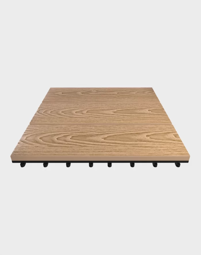 Composite deck tiles ezclip natural teak
