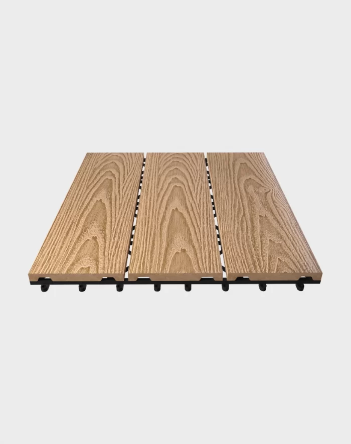 Composite deck tiles ezclip natural teak