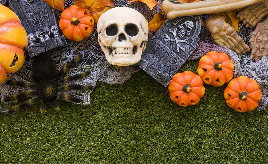 Artificial Grass keeps Zombies from digging their way out of -Graves-during-Halloween!