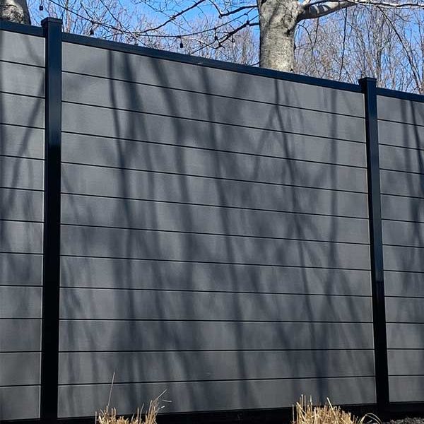 fence-gallery6 Ezfence-design charcoal -outdoor-screening-decorative-panel-garden decorationoutdoor-fencing aluminum structure posts black contrast