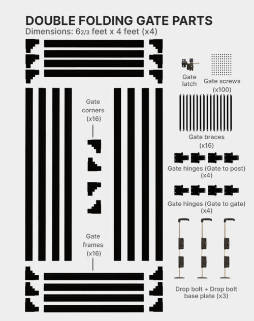 Double-folding-gate-parts-pieces