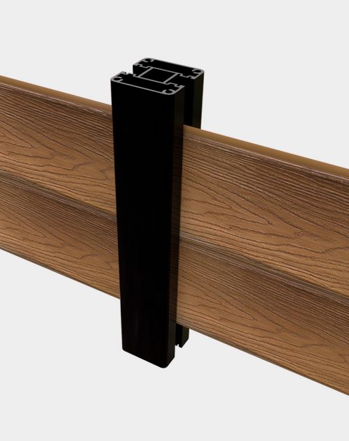 Line-post-black-boards-with two fence boards on the sides different heights suitable for all outdoor projects