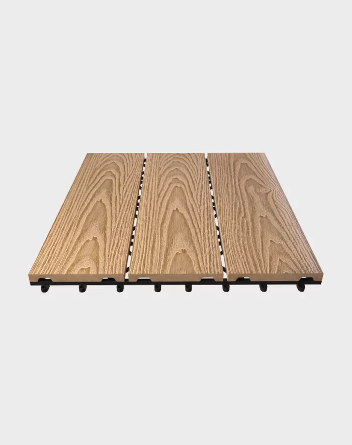 Composite deck tiles ezclip natural teak