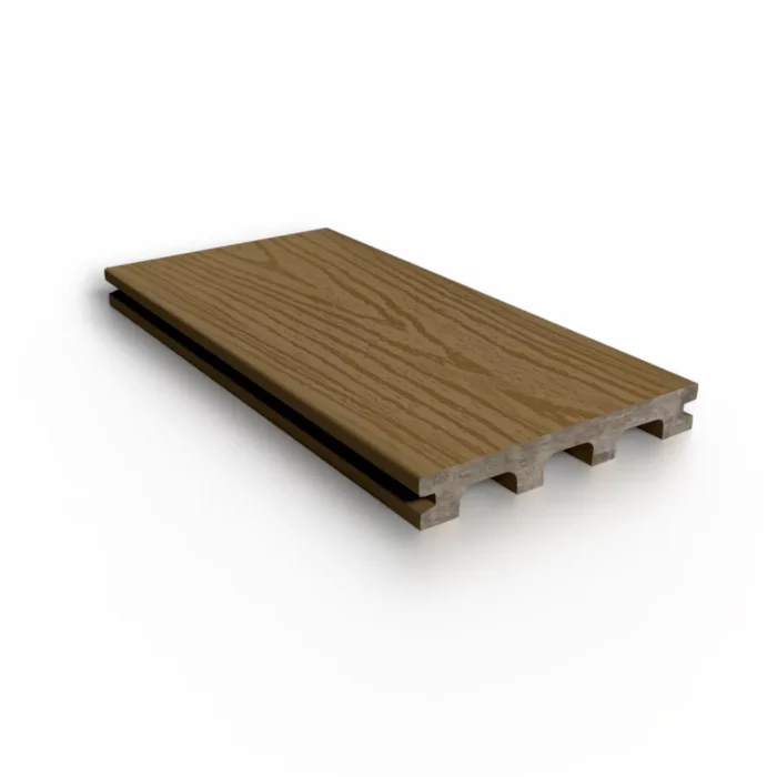 Teak-colored composite decking boards